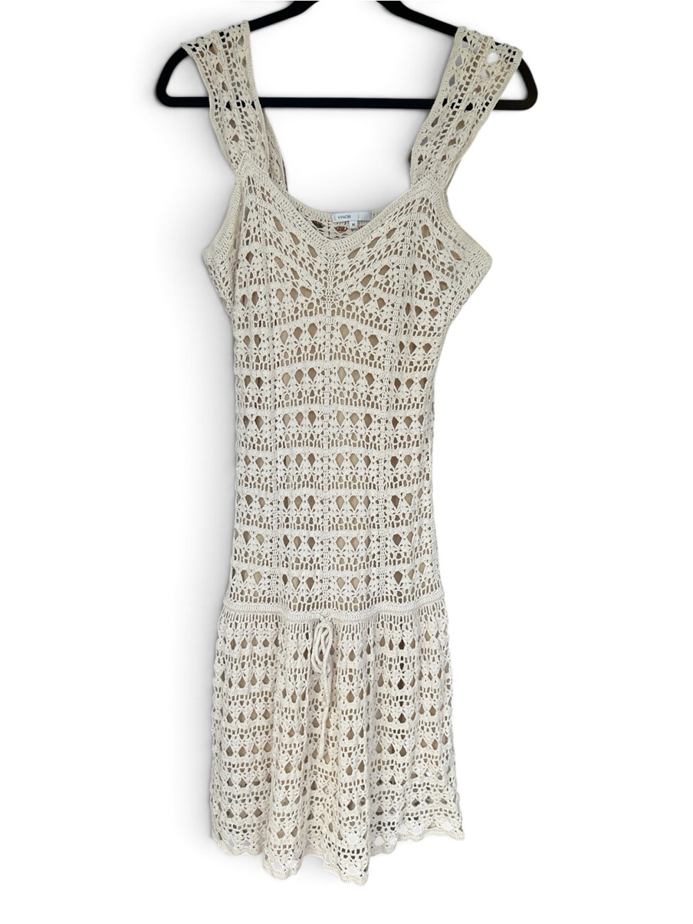 Vince Cream Crochet Midi Dress with slip
